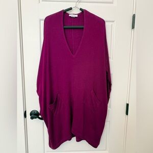 Women's Deep V-Neck Sweater in Magenta